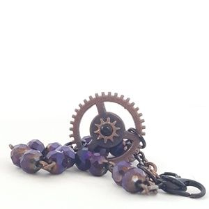 HM Boutique Purple rondel & Bronze Gear Bracelet